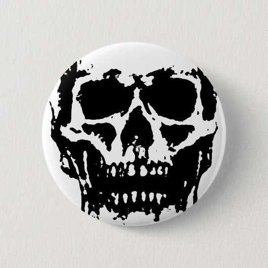 Badge Rond 5 Cm Art Pop de crâne noir blanc (Devant)