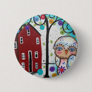 Badge Rond 5 Cm Art populaire par des HIBOUX de Lori Everett