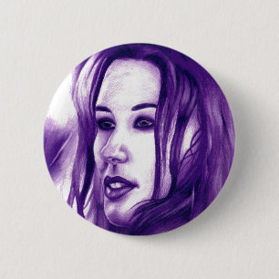 Badge Rond 5 Cm Art pourpre de portrait de mode de femme de