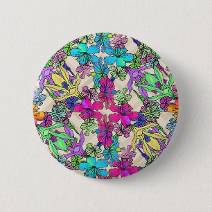 Badge Rond 5 Cm Art texturisé de fleur