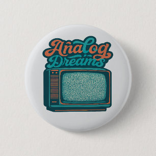 Badge Rond 5 Cm 📺Art TV Rétro Vintage – Graphique "Rêves Analogiq