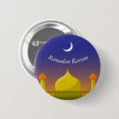 Badge Rond 5 Cm Art typographique du croissant islamique Ramadan K (Devant & derrière)