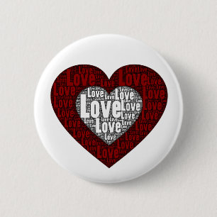 Badge Rond 5 Cm Art Word : L'amour dans un double coeur