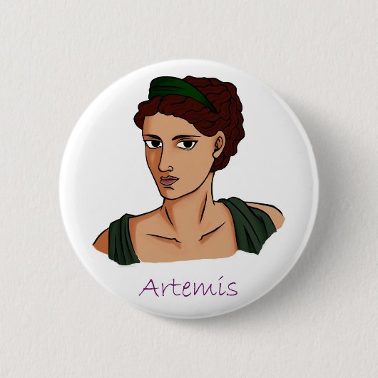 Badge Rond 5 Cm Artemis - Insigne de déesse grecque (Devant)