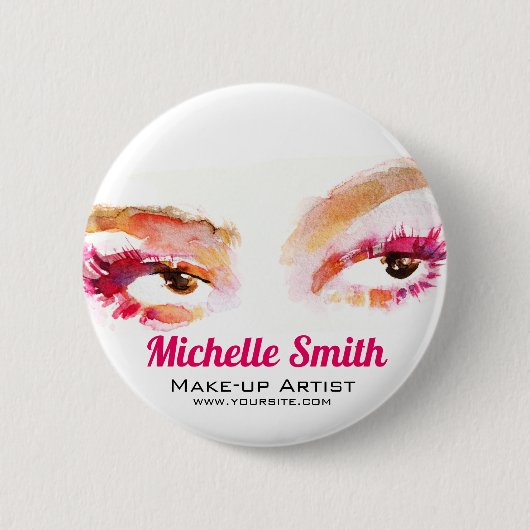 Badge Rond 5 Cm Artiste de maquillage oculaire rose Brown (Devant)