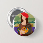 Badge Rond 5 Cm Artiste de Mona Lisa (Devant & derrière)