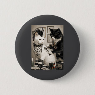 Badge Rond 5 Cm Artiste de tatouage de chat Punk drôle Goth Subcul