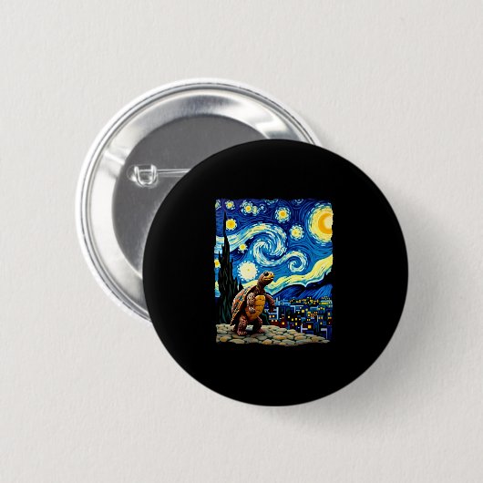 Badge Rond 5 Cm Artistic Turtle Shirt Starry Night Turtle (2) (Devant & derrière)