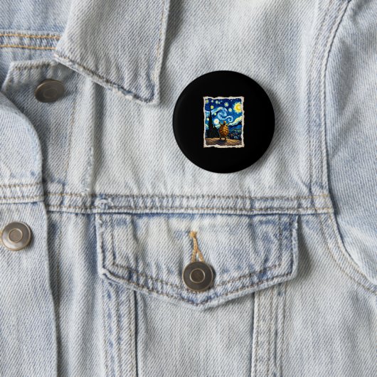 Badge Rond 5 Cm Artistic Turtle Shirt Starry Night Turtle (3) (En situation)