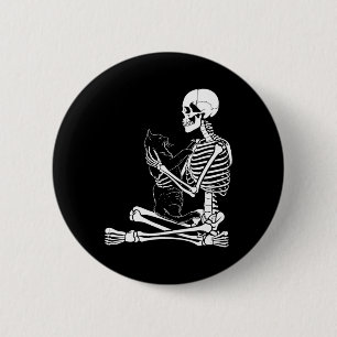 Badge Rond 5 Cm Arts Kitty Skeleton Halloween Costume Crâne et Ca