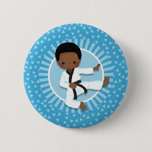 Badge Rond 5 Cm Arts martiaux de l'African American Karate Boy
