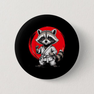 Badge Rond 5 Cm Arts martiaux du raton laveur ninja karaté jiu-jit