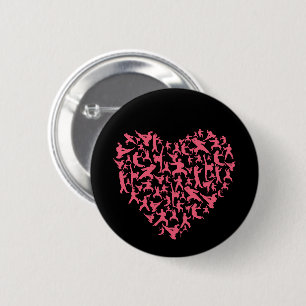 Badge Rond 5 Cm Arts martiaux filles Karate Heart