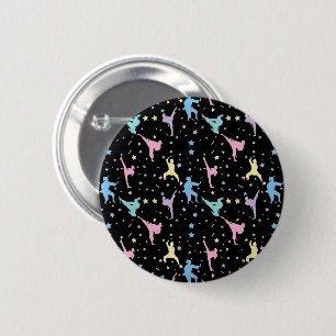 Badge Rond 5 Cm Arts Martiaux Karaté Abstrait Étoiles Paillettes