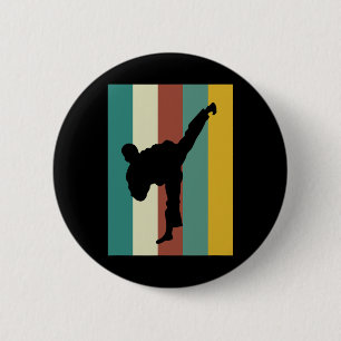 Badge Rond 5 Cm Arts Martiaux Kickboxing Karate Taekwondo Retro De