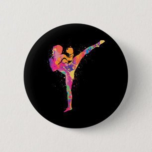 Badge Rond 5 Cm Arts martiaux Muay Thai enfants femmes filles kick