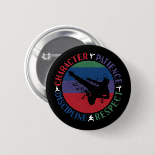 Badge Rond 5 Cm Arts Martiaux - Valeurs Fondamentales du Karaté