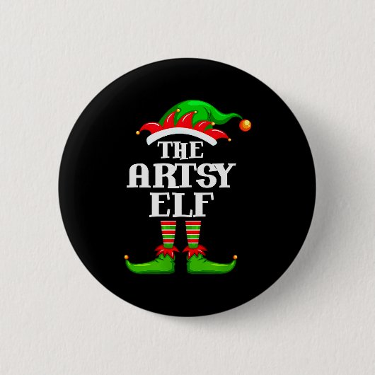 Badge Rond 5 Cm Artsy Elf Matching Family Group Christmas Party Py (Devant)