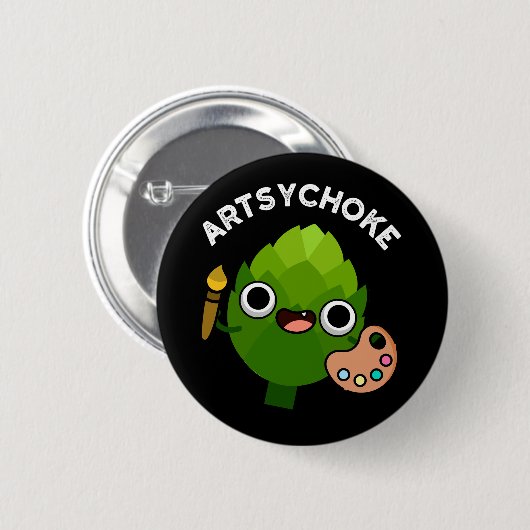 Badge Rond 5 Cm Artsychoke Funny Veggie Artichoke Pun Dark BG (Devant & derrière)