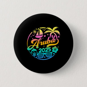 Badge Rond 5 Cm Aruba 2025 Family Vacation Beach Matching Group