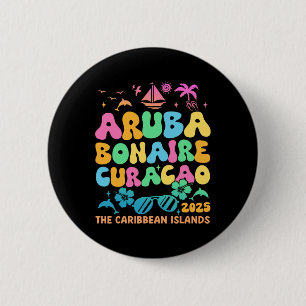 Badge Rond 5 Cm Aruba Bonaire Curacao 2025 Île Caraibes Trave