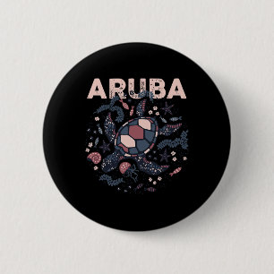 Badge Rond 5 Cm Aruba Voyage Vacances d'été Tortue d'Aruba Tropica