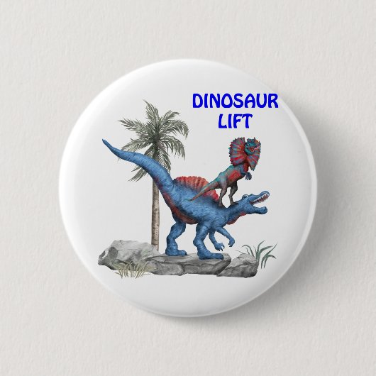 Badge Rond 5 Cm Ascenseur Dinosaur (Devant)