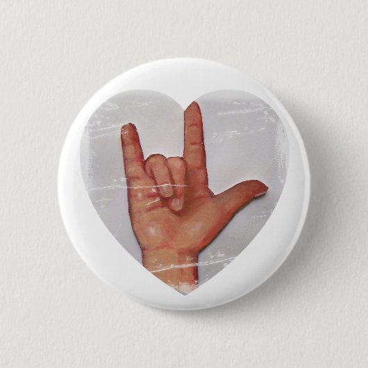 BADGE ROND 5 CM ASL "JE T'AIME" FORME #2 DE COEUR (Devant)