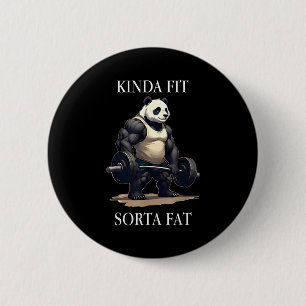 Badge Rond 5 Cm Assez en Forme Un Peu Gros Gym Panda Haltérophilie