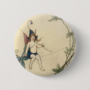 Badge Rond 5 Cm Assis sur le fil d'araignée