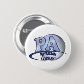 BADGE ROND 5 CM ASSISTANT BLEU DE MÉDECIN DE LOGO DE PA (Devant & derrière)