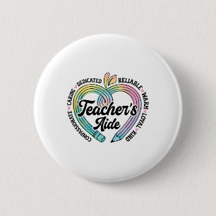 Badge Rond 5 Cm Assistant d'enseignant Cœur de pomme mignon Retour