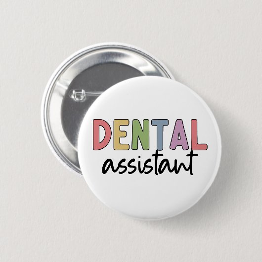 Badge Rond 5 Cm Assistant dentaire | Cadeaux pour dentiste adjoint (Devant & derrière)