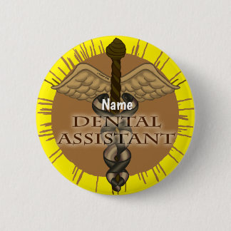 Badge Rond 5 Cm Assistant dentaire Caduceus