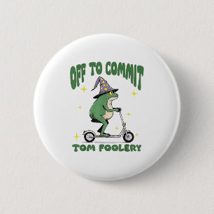 Badge Rond 5 Cm Assistant Grenouille Whimsical Désactivé Pour Enga