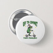 Badge Rond 5 Cm Assistant Grenouille Whimsical Désactivé Pour Enga (Devant & derrière)