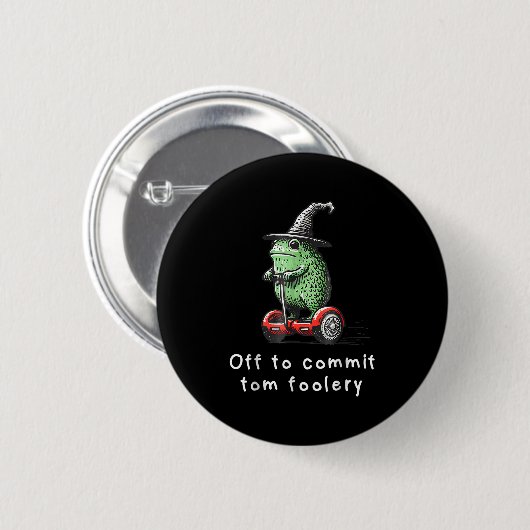 Badge Rond 5 Cm Assistant Grenouille Whimsical Désactivé Pour Enga (Devant & derrière)