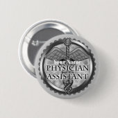 Badge Rond 5 Cm Assistant Médecin Argent (Devant & derrière)