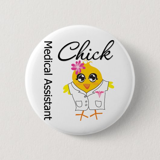 Badge Rond 5 Cm Assistant Médicale Chick v2 (Devant)