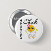 Badge Rond 5 Cm Assistant Médicale Chick v2 (Devant & derrière)