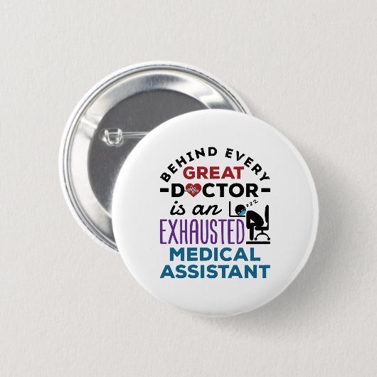 Badge Rond 5 Cm Assistant Médicale Exhausted Funny Appréciation (Devant & derrière)