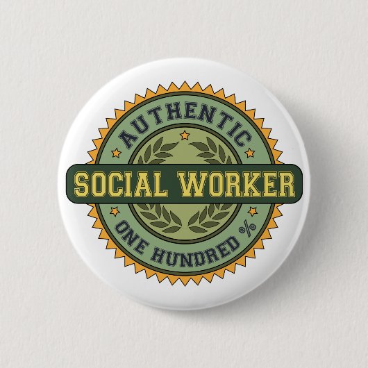Badge Rond 5 Cm Assistant social authentique (Devant)