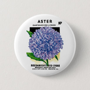 Badge Rond 5 Cm Aster Vintage Seed Packet