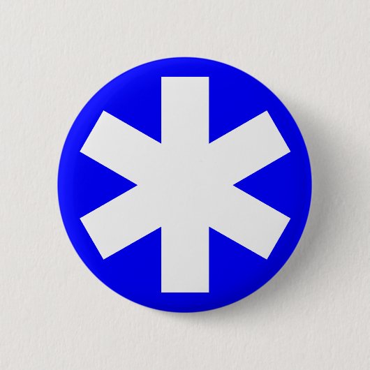 Badge Rond 5 Cm Asterisk - Bleu (Devant)
