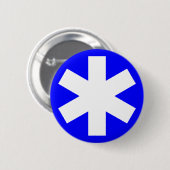 Badge Rond 5 Cm Asterisk - Bleu (Devant & derrière)