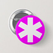 Badge Rond 5 Cm Asterisk - Magenta (Devant & derrière)