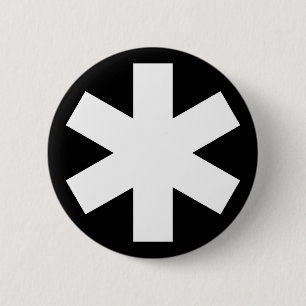 Badge Rond 5 Cm Asterisk - Noir