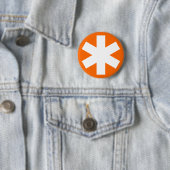 Badge Rond 5 Cm Asterisk - Orange (En situation)