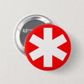 Badge Rond 5 Cm Asterisk - Rouge (Devant & derrière)