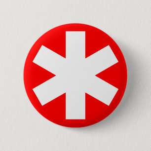 Badge Rond 5 Cm Asterisk - Rouge